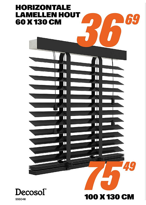 HORIZONTALE LAMELLEN HOUT 60 X 130 CM