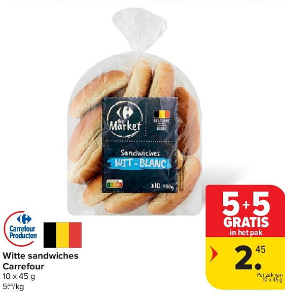 Witte sandwiches Carrefour