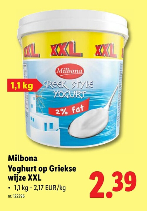 Yoghurt op Griekse wijze XXL