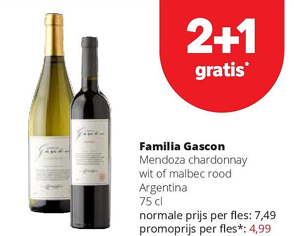 Familia Gascon Mendoza chardonnay wit of malbec rood Argentina 75 cl