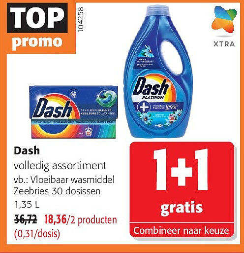 Dash Vloeibaar wasmiddel Zeebries 30 dosissen 1,35 L