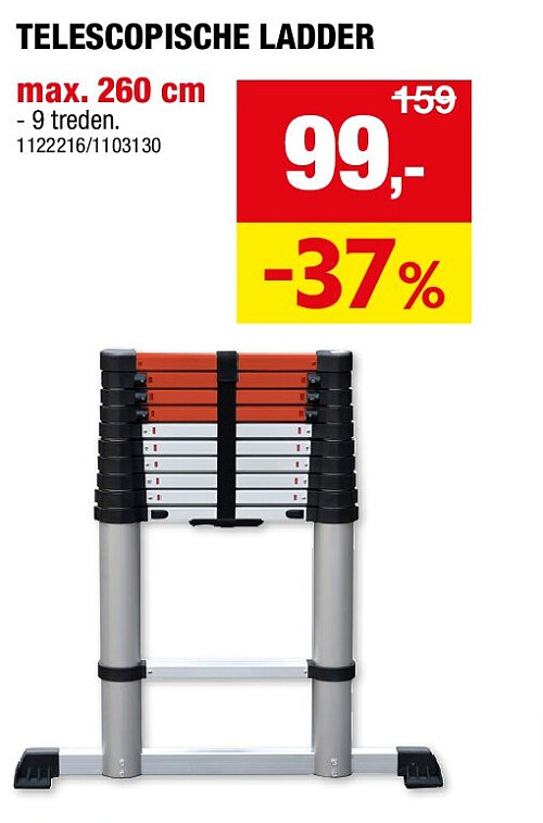 TELESCOPISCHE LADDER max. 260 cm