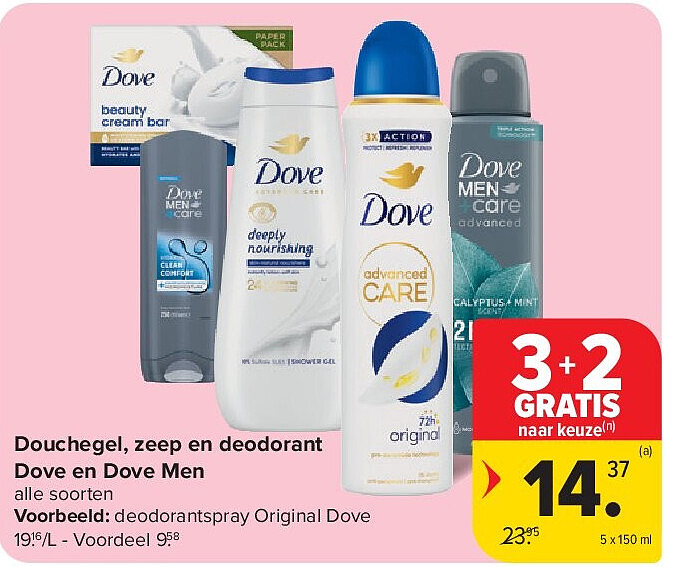 Douchegel, zeep en deodorant Dove en Dove Men