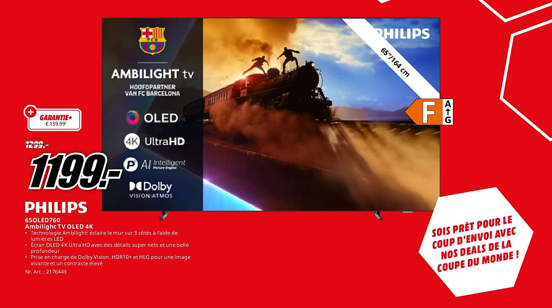 Philips 65OLED760 Ambilight TV OLED 4K