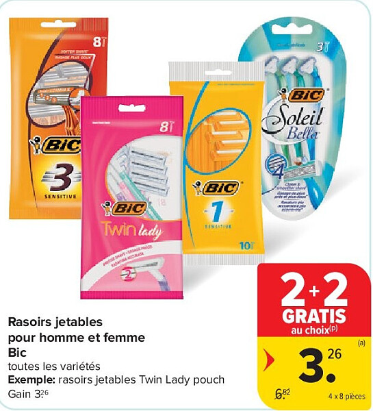 Rasoirs jetables pour homme et femme Bic 4 x 8 pièces