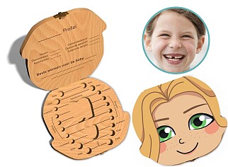 Tandendoosje met naam - Rapunzel - Hout
