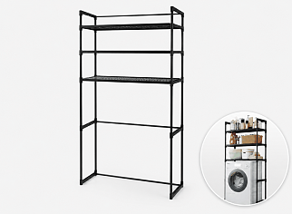 Nexxt Wasmachinerek met Opbergruimte en Haken - 72 x 26 x 162 cm