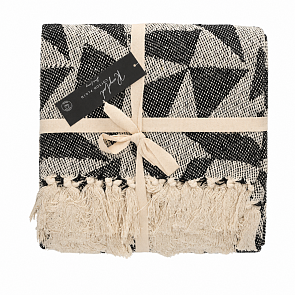 Jens Living Plaid Soof - 130 x 180 cm - Gerecycled Katoen - Zwart