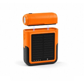 FlinQ Solar Powerbank 10.000 Mah met Zaklamp - Zwart/oranje