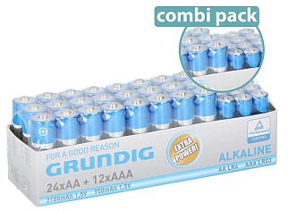 36 Grundig Batterijen - 12x AAA + 24x AA