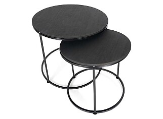 Fitz Living Salontafel Set - 2 Ronde Tafels - Inschuifbaar - Zwart