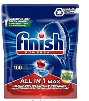 Finish All in 1 Max Grease Fighter Vaatwastabletten - 100 Stuks - Verwijdert Hardnekkige Vlekken