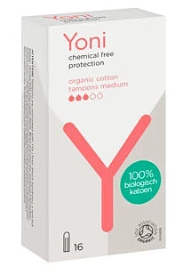 Yoni Biologisch Katoenen Tampons Medium 16 stuks