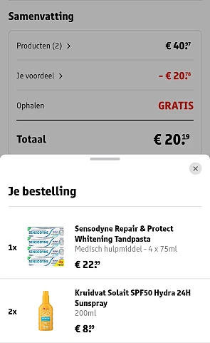 4 tubes Sensodyne en 2 flessen zonnespray voor €20,19