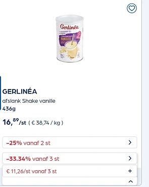Gerlinéa shake, repen, pudding -33,34% extra