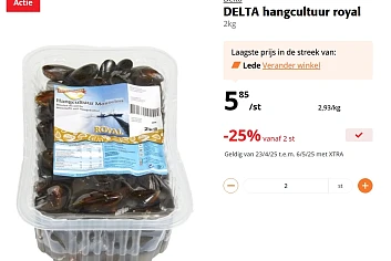 delta mosselen hangcultuur royal 2 kg reactie op delhaize