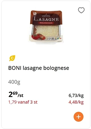 boni lasagne bolognese 400 gram -33,34% korting