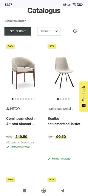 50% korting op meubelen bij juntoo