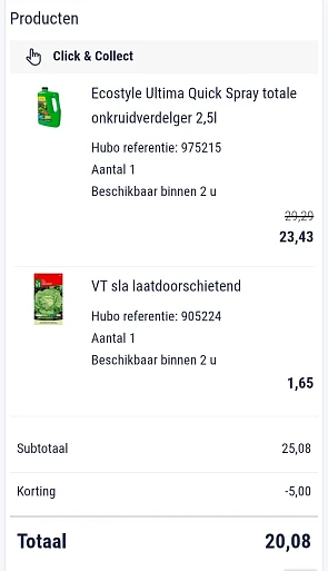 2 Hubo kortingscodes gecombineerd