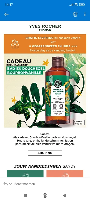 Gratis Bad-en Douchegel bij Yves Rocher