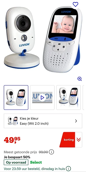 Luvion easy babyphone met camera -50% bij Bol