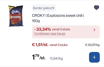 Croky explosions chips -33,34% extra