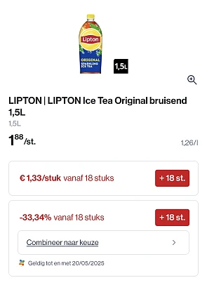 Verschilllende Flessen ice tea 1,5L met dubbele korting