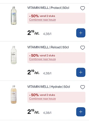 Verschillende soorten Vitamin well 50 cl -50%