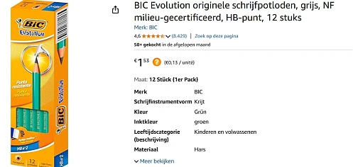 12 bic potloden