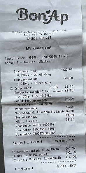 Gratis producten bij bon ap met bon