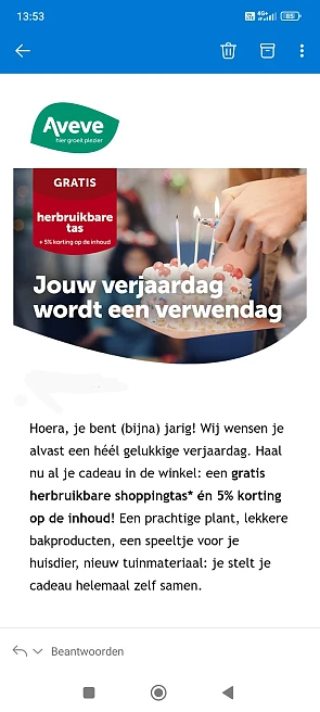 Gratis draagtas en -5% bij Aveve
