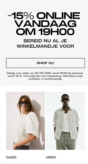 Vandaag vanaf 19u bij H&M -15%