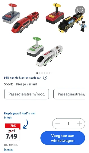 Telegeleide trein Playtive -70% op lidl.be