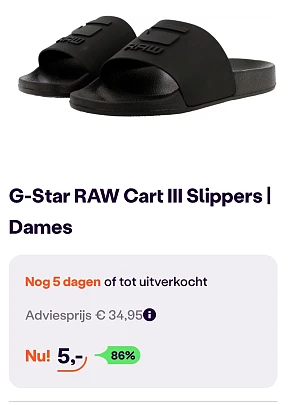 G-Star RAW cart III dames slippers enkel maat 36 -86% bij ibood.com