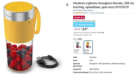 Moulinex draagbare blender -45% op amazon.com.be