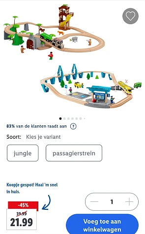 Houten speelgoed Houten spoorweg jungle of passagierstrein Playtive -45% op lidl.be