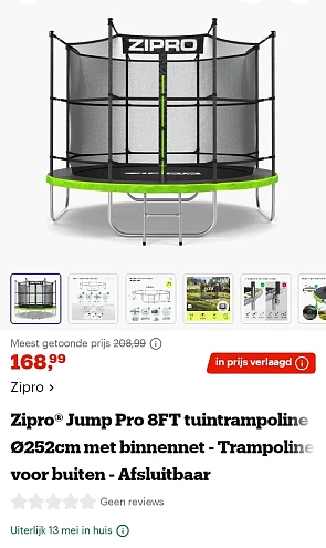 Zipro® Jump Pro 8FT trampoline Ø252cm met binnennet