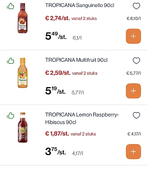 Verschillende tropicana dranken -50%