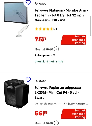 Tot €150 cashback op geselecteerde Fellowes producten