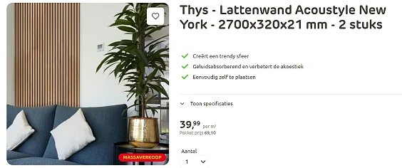 Thys - Lattenwand voor slechts €39,99 m² bij Brico