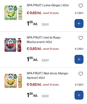 Verschillende soorten Spa fruit -50%