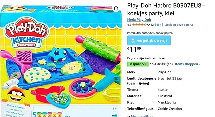 Play-Doh koekjesparty voor slechts €11,99 ipv €51,03 op Amazon NL