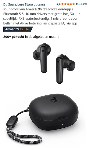 Draadloze Soundcore P20i-oordopjes -58% op amazon.nl