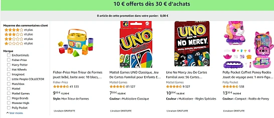 €10 korting vanaf €30 bij Amazon FR