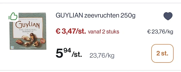 Guylian zeevruchten 250 gram reactie Delhaize 1+1