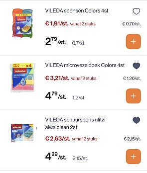 Verschillende soorten vileda in korting reactie Delhaize