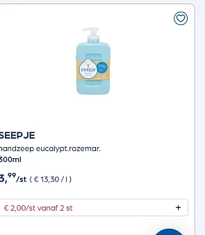Seepje handzeep 50% goedkoper bij Colruyr/Collect&Go