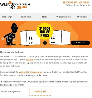 Wijnvoordeel: 2e doos aan halve prijs