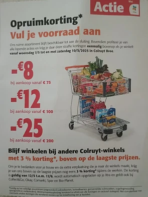 Tot 25 euro korting bij Colruyt Bree wegens werkzaamheden