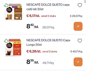 Nescafé dolce gusto goedkoper